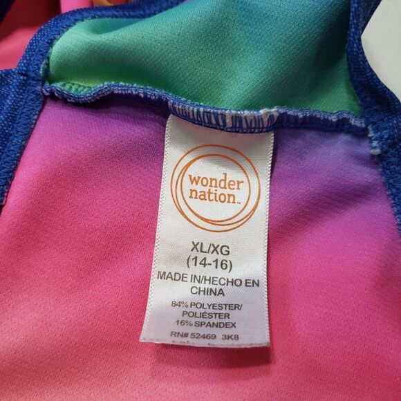 Nation Blue & Rainbow Crossed Braided Strap 2-pc Bikini Set Sz XL (14-16) - Picture 12 of 14